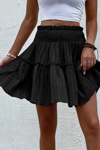 Shop Smocked Waist Frill Trim Skirt Now On Klozey Store - Trendy U.S. Premium Women Apparel & Accessories And Be Up-To-Fashion!