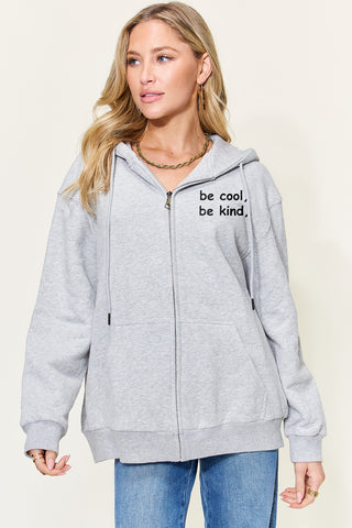 Shop Simply Love Full Size Letter Graphic Zip Up Hoodie Now On Klozey Store - Trendy U.S. Premium Women Apparel & Accessories And Be Up-To-Fashion!