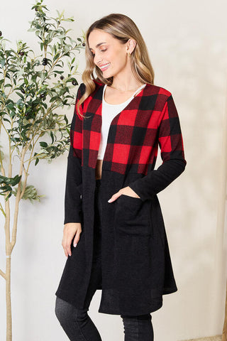 Shop Heimish Full Size Plaid Open Front Cardigan Now On Klozey Store - Trendy U.S. Premium Women Apparel & Accessories And Be Up-To-Fashion!
