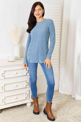 Shop Double Take Round Neck Ribbed Long Sleeve T-Shirt Now On Klozey Store - Trendy U.S. Premium Women Apparel & Accessories And Be Up-To-Fashion!