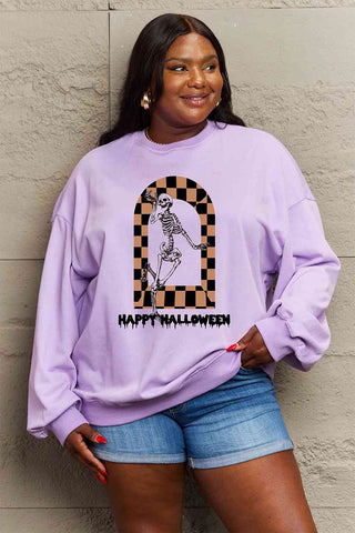 Shop Simply Love Full Size HAPPY HALLOWEEN Graphic Sweatshirt Now On Klozey Store - Trendy U.S. Premium Women Apparel & Accessories And Be Up-To-Fashion!