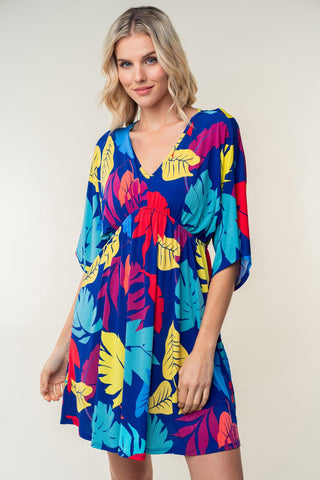 Shop White Birch Full Size Printed V-Neck Mini Dress Now On Klozey Store - Trendy U.S. Premium Women Apparel & Accessories And Be Up-To-Fashion!