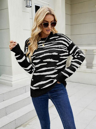 Shop Round Neck Drop Shoulder Sweater Now On Klozey Store - Trendy U.S. Premium Women Apparel & Accessories And Be Up-To-Fashion!