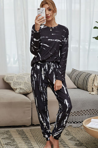 Shop Tie-Dye Round Neck Top and Drawstring Waist Joggers Lounge Set Now On Klozey Store - Trendy U.S. Premium Women Apparel & Accessories And Be Up-To-Fashion!