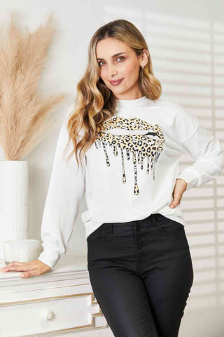 Shop Simply Love Graphic Dropped Shoulder Round Neck Sweatshirt Now On Klozey Store - Trendy U.S. Premium Women Apparel & Accessories And Be Up-To-Fashion!