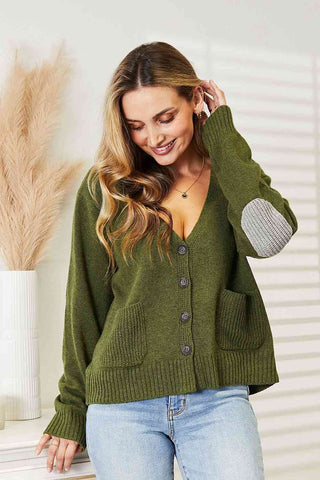 Shop Heimish Full Size Long Sleeve V Neck Button Down Cardigan Now On Klozey Store - Trendy U.S. Premium Women Apparel & Accessories And Be Up-To-Fashion!