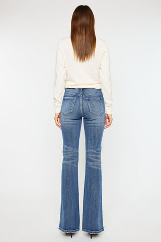 Shop Kancan Cat's Whiskers High Waist Flare Jeans Now On Klozey Store - Trendy U.S. Premium Women Apparel & Accessories And Be Up-To-Fashion!