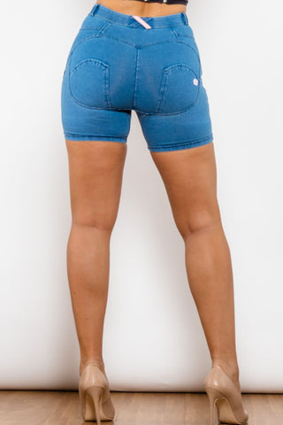 Shop Full Size Buttoned Skinny Denim Shorts Now On Klozey Store - Trendy U.S. Premium Women Apparel & Accessories And Be Up-To-Fashion!