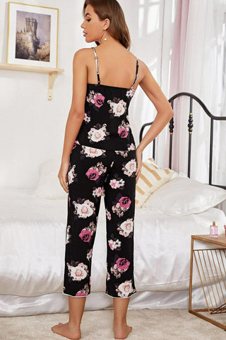 Shop Floral V-Neck Cami and Cropped Pants Lounge Set Now On Klozey Store - Trendy U.S. Premium Women Apparel & Accessories And Be Up-To-Fashion!