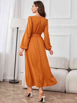 Shop Tie Waist Puff Sleeve Maxi Dress Now On Klozey Store - Trendy U.S. Premium Women Apparel & Accessories And Be Up-To-Fashion!