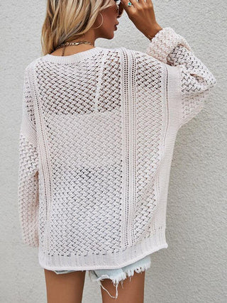 Shop Openwork Button Front Cardigan Now On Klozey Store - Trendy U.S. Premium Women Apparel & Accessories And Be Up-To-Fashion!