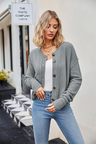 Shop Button Down Exposed Seam Cardigan Now On Klozey Store - Trendy U.S. Premium Women Apparel & Accessories And Be Up-To-Fashion!