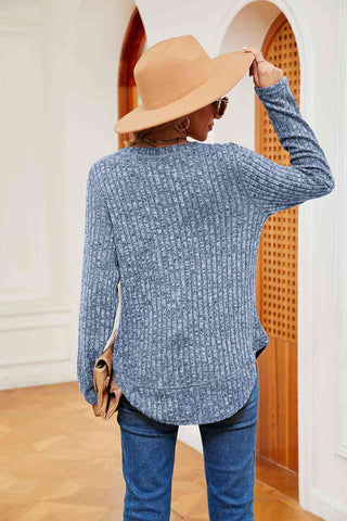 Shop Heathered Round Neck Top Now On Klozey Store - Trendy U.S. Premium Women Apparel & Accessories And Be Up-To-Fashion!