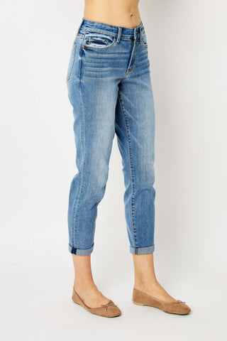 Shop Judy Blue Full Size Cuffed Hem Slim Jeans Now On Klozey Store - Trendy U.S. Premium Women Apparel & Accessories And Be Up-To-Fashion!