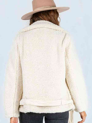 Shop Zip-Up Belted Sherpa Jacket Now On Klozey Store - Trendy U.S. Premium Women Apparel & Accessories And Be Up-To-Fashion!