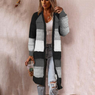 Shop Color Block Open Front Openwork Cardigan Now On Klozey Store - Trendy U.S. Premium Women Apparel & Accessories And Be Up-To-Fashion!