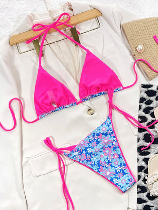 Shop Floral Halter Neck Tie Side Bikini Set Now On Klozey Store - Trendy U.S. Premium Women Apparel & Accessories And Be Up-To-Fashion!