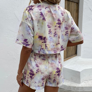 Shop Tie Dye Round Neck Dropped Shoulder Tie Dye Top and Shorts Set Now On Klozey Store - Trendy U.S. Premium Women Apparel & Accessories And Be Up-To-Fashion!