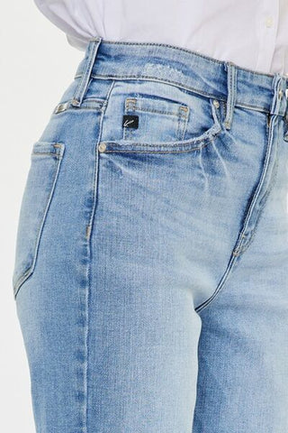 Shop Kancan High Waist Raw Hem Straight Jeans Now On Klozey Store - Trendy U.S. Premium Women Apparel & Accessories And Be Up-To-Fashion!