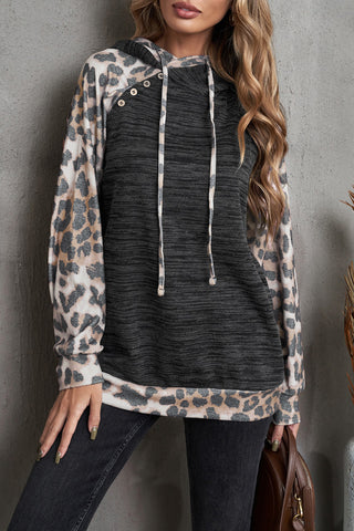 Shop Leopard Color Block Raglan Sleeve Hoodie Now On Klozey Store - Trendy U.S. Premium Women Apparel & Accessories And Be Up-To-Fashion!