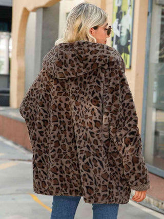 Shop Leopard Hooded Coat with Pockets Now On Klozey Store - Trendy U.S. Premium Women Apparel & Accessories And Be Up-To-Fashion!