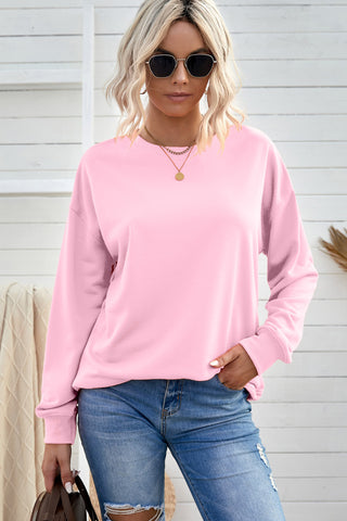 Shop Drop Shoulder Ribbed Trim Sweatshirt Now On Klozey Store - Trendy U.S. Premium Women Apparel & Accessories And Be Up-To-Fashion!
