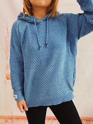 Shop Drawstring Long Sleeve Hooded Sweater Now On Klozey Store - Trendy U.S. Premium Women Apparel & Accessories And Be Up-To-Fashion!