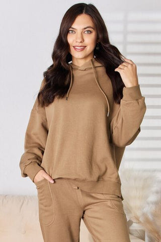 Shop RISEN Drawstring Drop Shoulder Long Sleeve Hoodie Now On Klozey Store - Trendy U.S. Premium Women Apparel & Accessories And Be Up-To-Fashion!