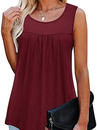 Shop Round Neck Wide Strap Ruched Tank Now On Klozey Store - Trendy U.S. Premium Women Apparel & Accessories And Be Up-To-Fashion!