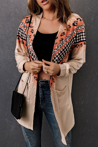 Shop Double Take Leopard Plaid Open Front Longline Cardigan with Pockets Now On Klozey Store - Trendy U.S. Premium Women Apparel & Accessories And Be Up-To-Fashion!