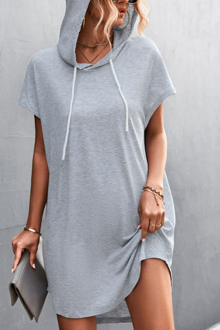 Shop Two-Tone Drawstring Detail Hooded Dress Now On Klozey Store - Trendy U.S. Premium Women Apparel & Accessories And Be Up-To-Fashion!