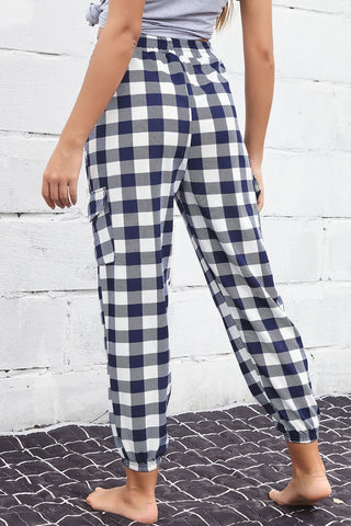 Shop Plaid Elastic High Waist Cargo Pants Now On Klozey Store - Trendy U.S. Premium Women Apparel & Accessories And Be Up-To-Fashion!
