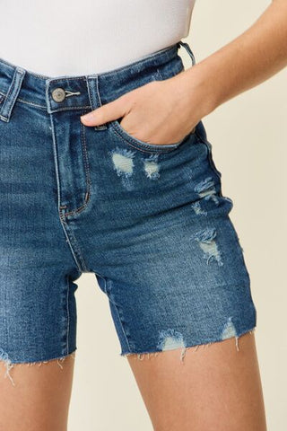 Shop Judy Blue Full Size Tummy Control High Waist Denim Shorts Now On Klozey Store - Trendy U.S. Premium Women Apparel & Accessories And Be Up-To-Fashion!