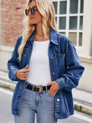 Shop Button Up Denim Jacket with Pockets Now On Klozey Store - Trendy U.S. Premium Women Apparel & Accessories And Be Up-To-Fashion!