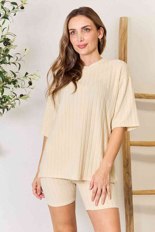 Shop Basic Bae Ribbed Round Neck Top and Shorts Lounge Set Now On Klozey Store - Trendy U.S. Premium Women Apparel & Accessories And Be Up-To-Fashion!