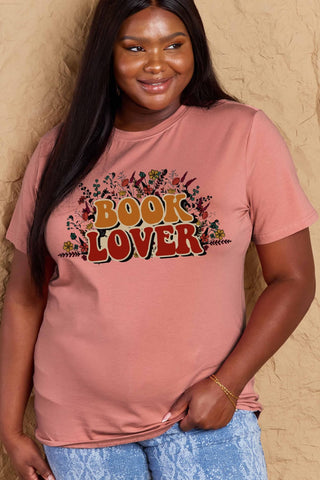Shop Simply Love Full Size BOOK LOVER Graphic Cotton Tee Now On Klozey Store - Trendy U.S. Premium Women Apparel & Accessories And Be Up-To-Fashion!