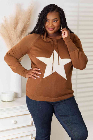 Shop Heimish Full Size Star Graphic Hooded Sweater Now On Klozey Store - Trendy U.S. Premium Women Apparel & Accessories And Be Up-To-Fashion!