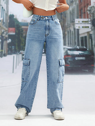 Shop Pocketed Long Jeans Now On Klozey Store - Trendy U.S. Premium Women Apparel & Accessories And Be Up-To-Fashion!