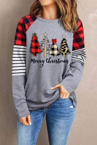 Shop MERRY CHRISTMAS Graphic Round Neck Long Sleeve T-Shirt Now On Klozey Store - Trendy U.S. Premium Women Apparel & Accessories And Be Up-To-Fashion!
