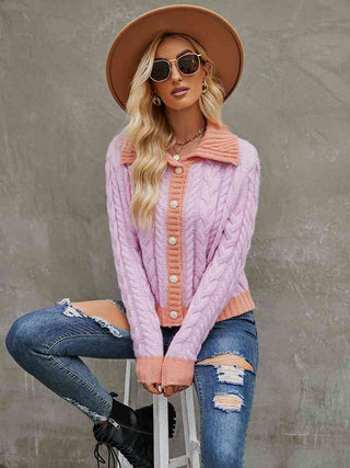 Shop Collared Neck Long Sleeve Cardigan Now On Klozey Store - Trendy U.S. Premium Women Apparel & Accessories And Be Up-To-Fashion!