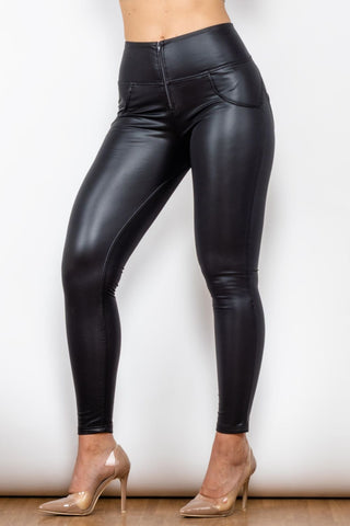 Shop Full Size PU Leather Zip Detail Leggings Now On Klozey Store - Trendy U.S. Premium Women Apparel & Accessories And Be Up-To-Fashion!