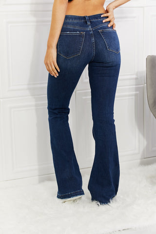 Shop Kancan Full Size Reese Midrise Button Fly Flare Jeans Now On Klozey Store - Trendy U.S. Premium Women Apparel & Accessories And Be Up-To-Fashion!