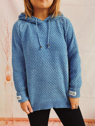 Shop Drawstring Long Sleeve Hooded Sweater Now On Klozey Store - Trendy U.S. Premium Women Apparel & Accessories And Be Up-To-Fashion!