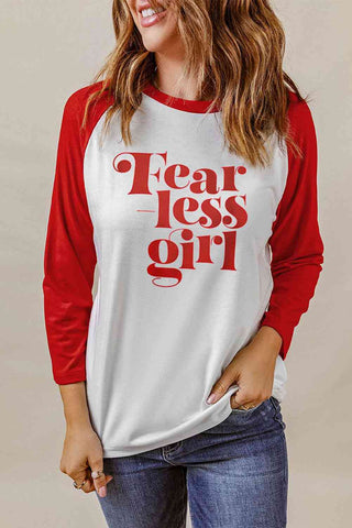 Shop FEARLESS GIRL Graphic Raglan Sleeve Top Now On Klozey Store - Trendy U.S. Premium Women Apparel & Accessories And Be Up-To-Fashion!