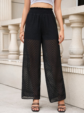 Shop Smocked Waist Wide Leg Pants Now On Klozey Store - Trendy U.S. Premium Women Apparel & Accessories And Be Up-To-Fashion!