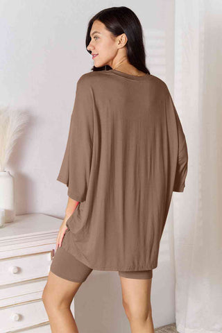 Shop Basic Bae Full Size Soft Rayon Three-Quarter Sleeve Top and Shorts Set Now On Klozey Store - Trendy U.S. Premium Women Apparel & Accessories And Be Up-To-Fashion!