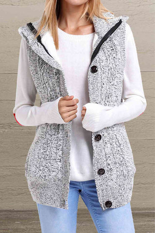 Shop Button and Zip Closure Hooded Sweater Vest Now On Klozey Store - Trendy U.S. Premium Women Apparel & Accessories And Be Up-To-Fashion!