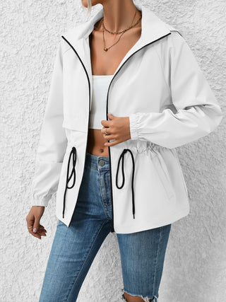 Shop Drawstring Zip Up Hooded Jacket Now On Klozey Store - Trendy U.S. Premium Women Apparel & Accessories And Be Up-To-Fashion!