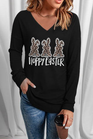 Shop HOPPY EASTER Graphic V-Neck Top Now On Klozey Store - Trendy U.S. Premium Women Apparel & Accessories And Be Up-To-Fashion!
