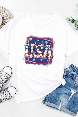 Shop USA Graphic Round Neck Tee Shirt Now On Klozey Store - Trendy U.S. Premium Women Apparel & Accessories And Be Up-To-Fashion!